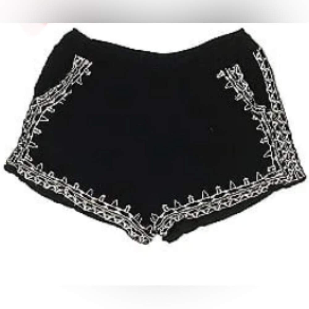 Anthropologie Chloe Oliver Black and White Embroidered Shorts